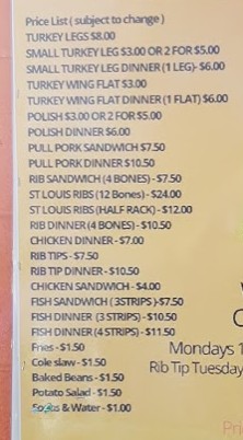 Lil D's BBQ menu page 1